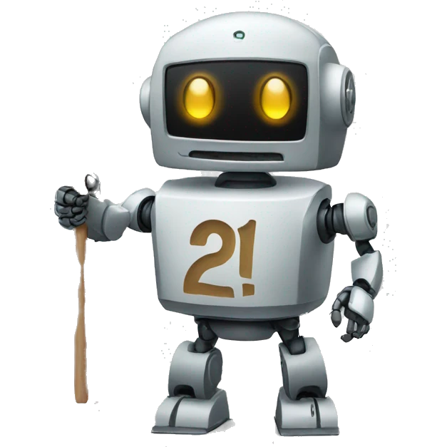 ROBOT HOLDING A SIGN WRITTEN NUMBER TWO emoji