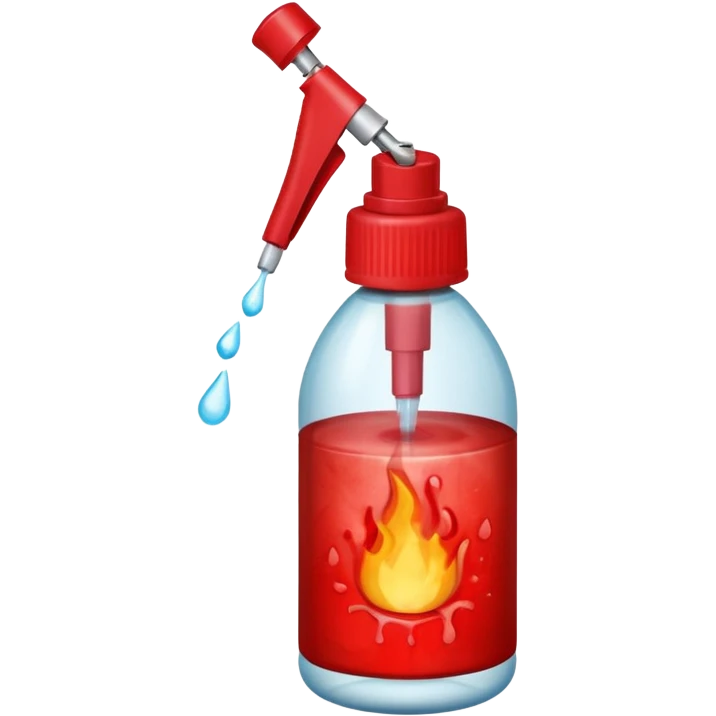 a spray bottle spritzing onto a burn wound. emoji