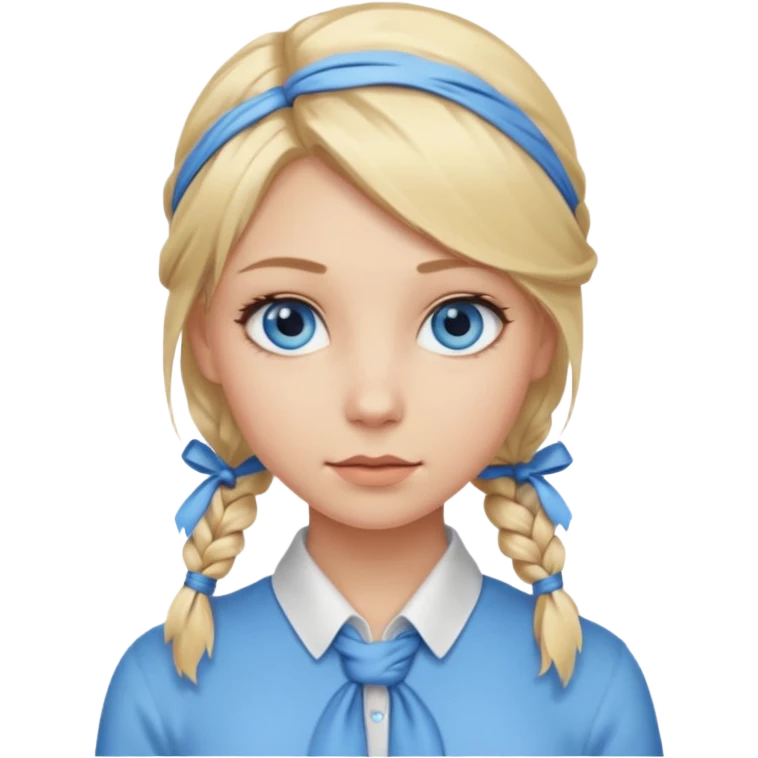 blonde girl with tied hair and blue eyes emoji