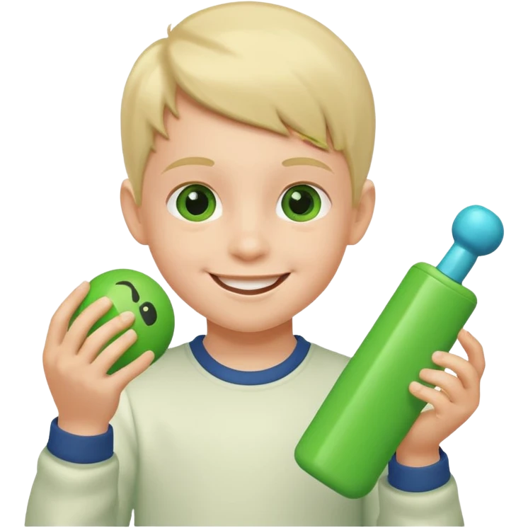 kid playing green formula toy emoji