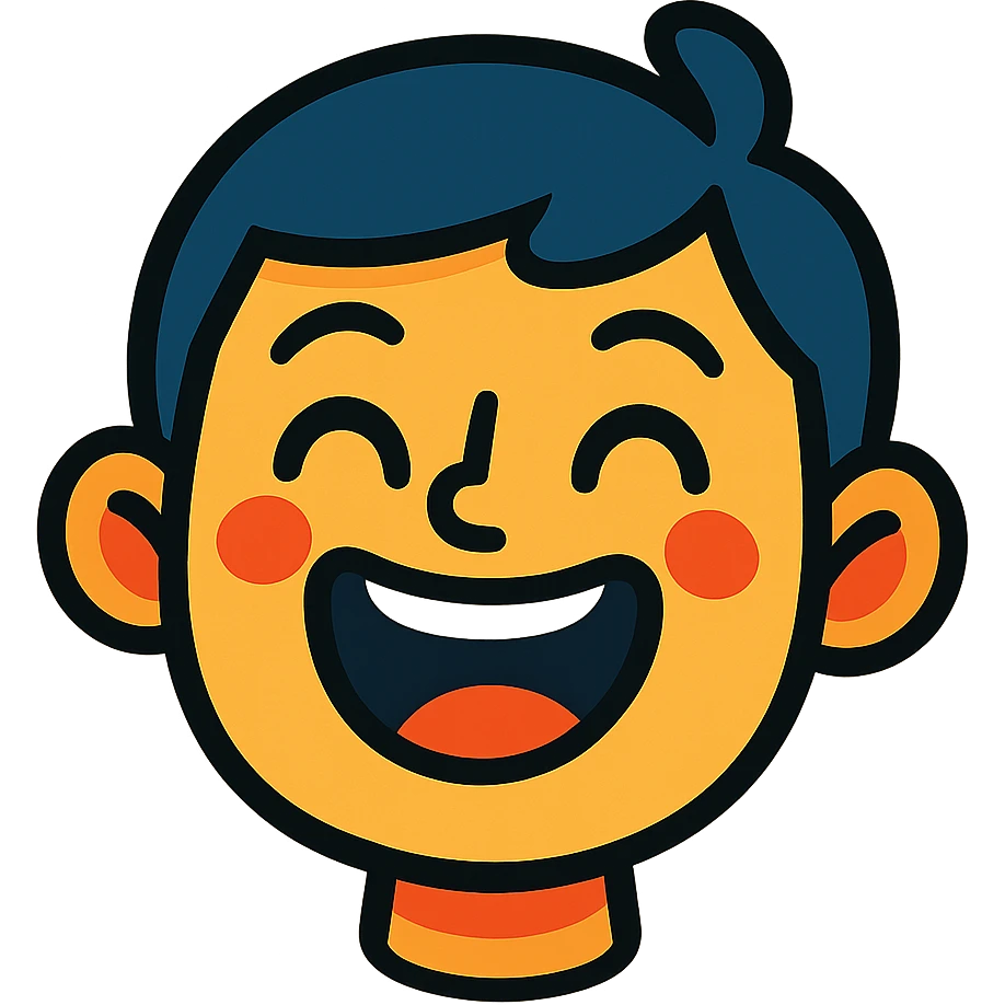 cheerful face expressing happiness, vibrant toon style emoji