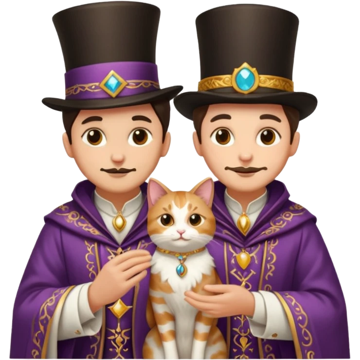 magician couple and their pet cat emoji