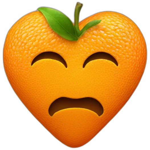 An orange in the shape of a heart emoji