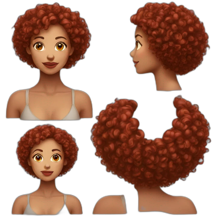 Beautiful round face Lightskin woman with short red curls emoji