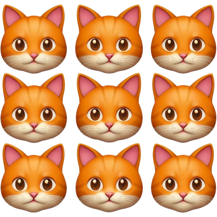 2D emoji of a cat, apple style emoji, different expression emoji