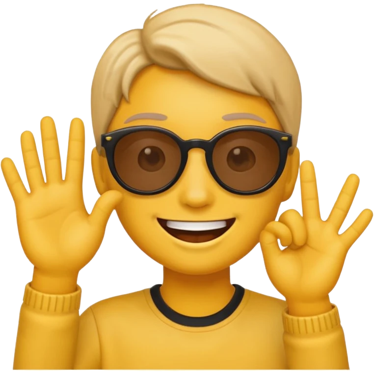make me a emoji that is with summer glasses and a arm at the face smiling emoji
