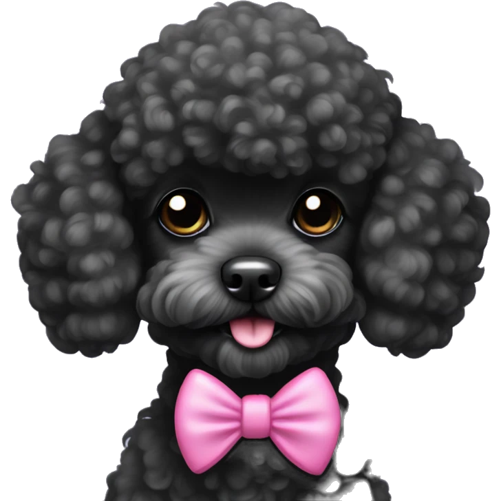 Black toy poodle with pink bow emoji