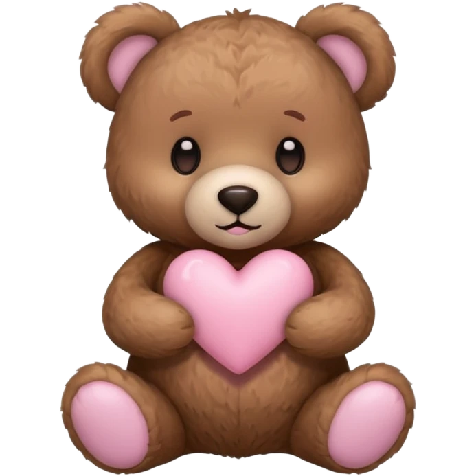 stuffed teddy holding light pink heart emoji