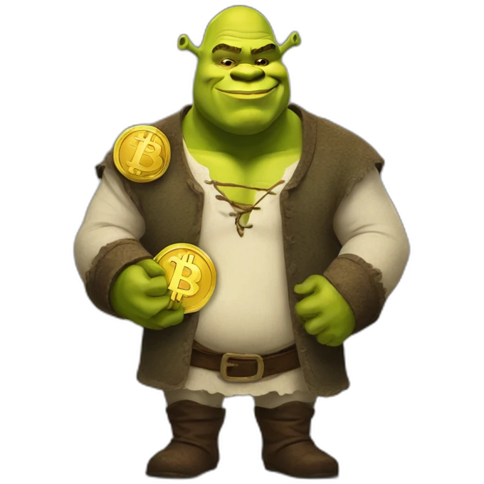 shrek holding bitcoin emoji