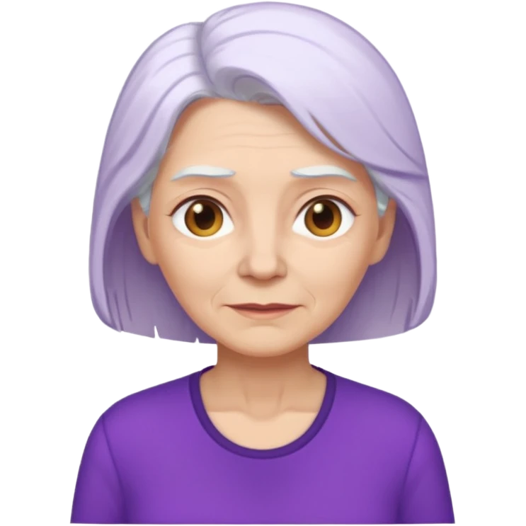 older woman with white hair...now add purple shirt  emoji
