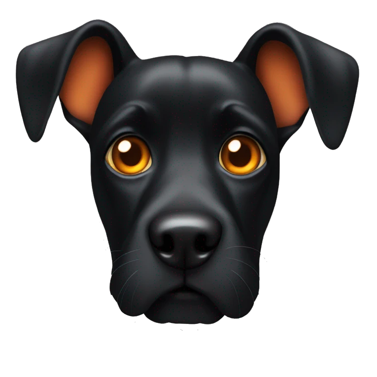 Black dog with big ears and orange eyes emoji