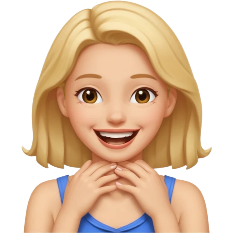 hands on neck laughing girl emoji