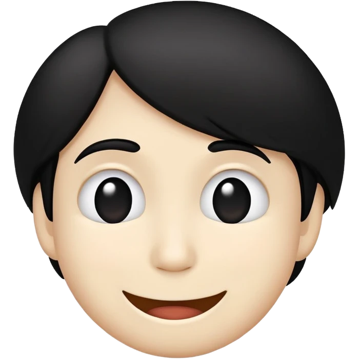 minimalist embarrassed white smiley with black hair emoji