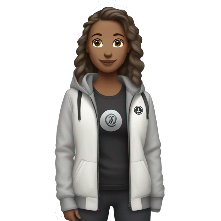 White girl wearing Lululemon jacket emoji