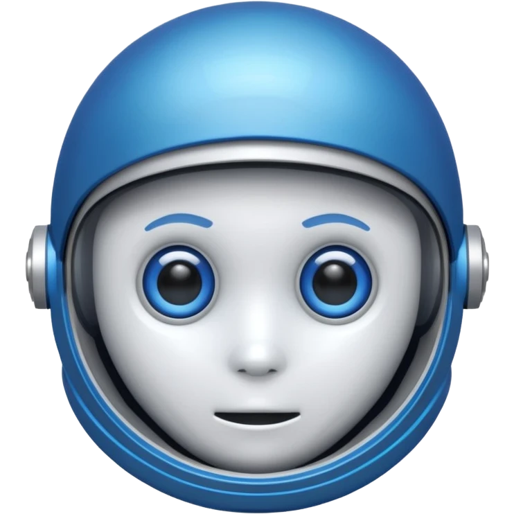 tête de robot cosmonaute bleu et blanc avec des yeux arondis bleu emoji