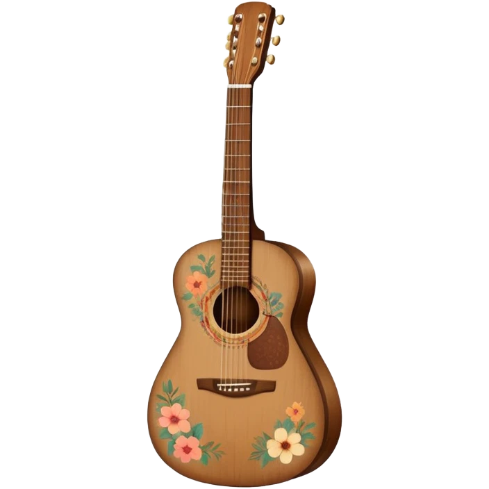 acoustic guitar with delicate indie girl aesthetic emoji