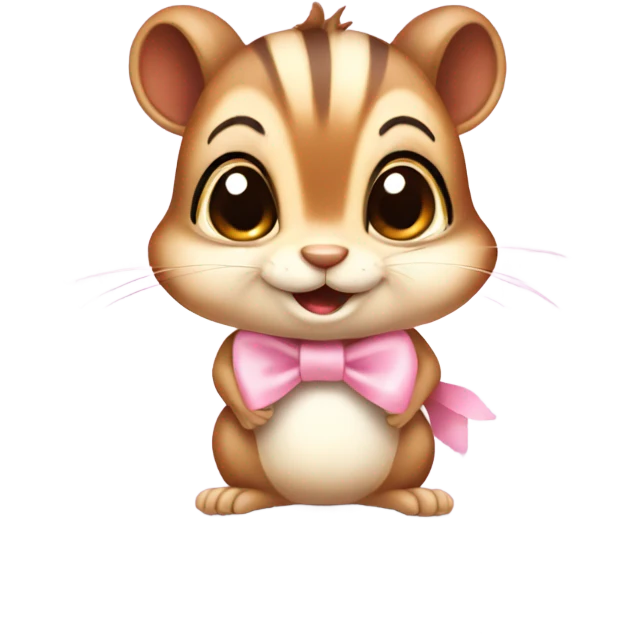 Cute kind Chipmunk with light pink bow emoji