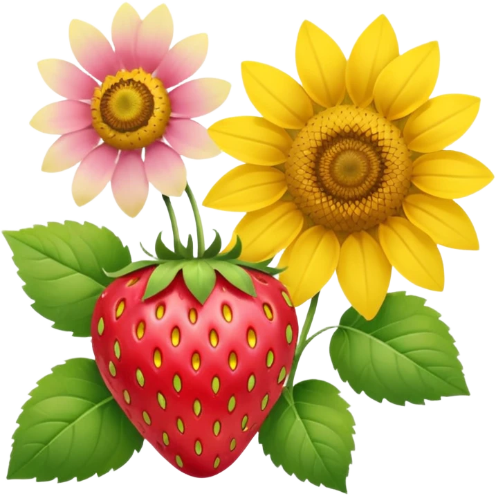 Next to each other —one Strawberry and one Sunflower and one Sakura, but only one of each—softer sunflower emoji