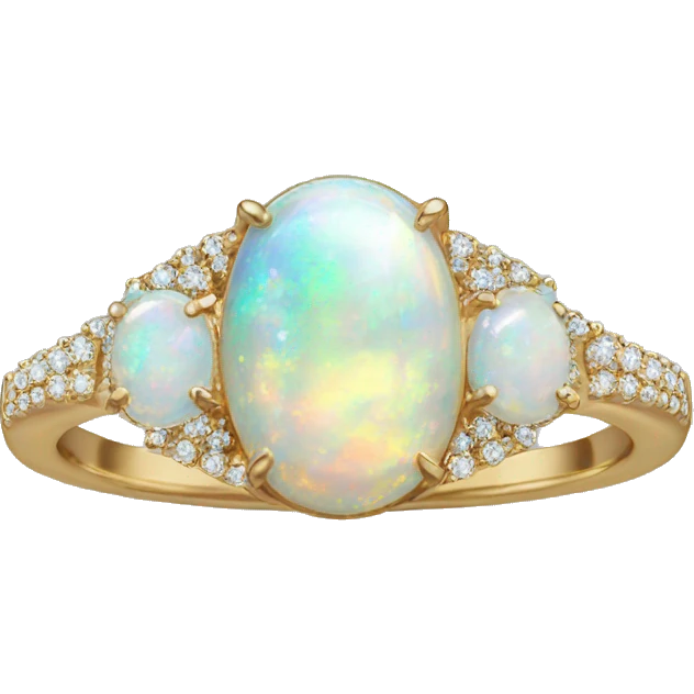 realistic opal ring with tiny diamonds emoji