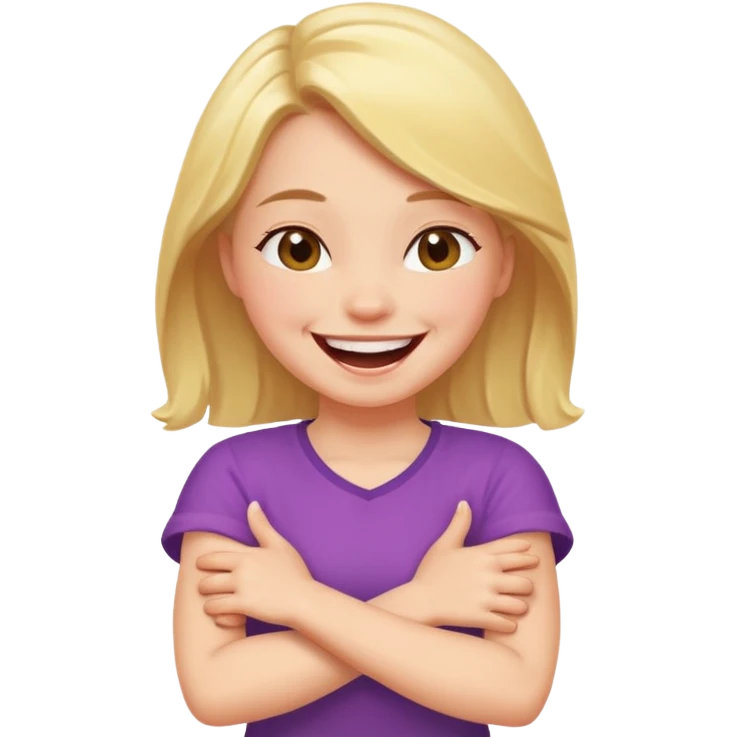 girl with arms crossed and laughing emoji