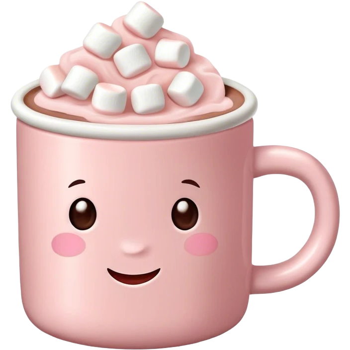 Light Pink mug of hot chocolate with marshmallows  emoji