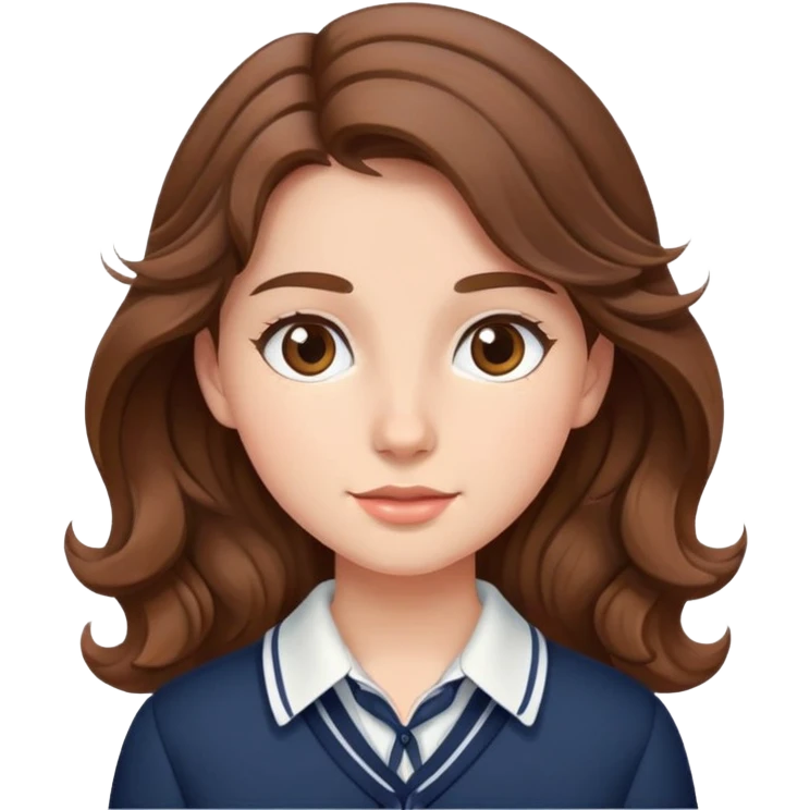 a girl with wavy hair wearing a perppy outfit emoji