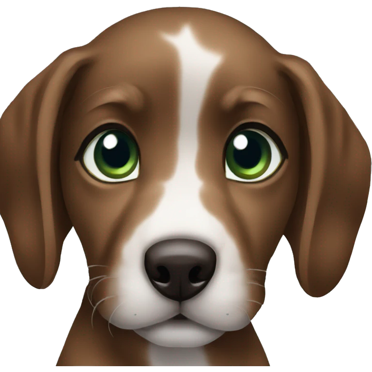 Brown brindle Puppy black muzzle blue green eyes emoji
