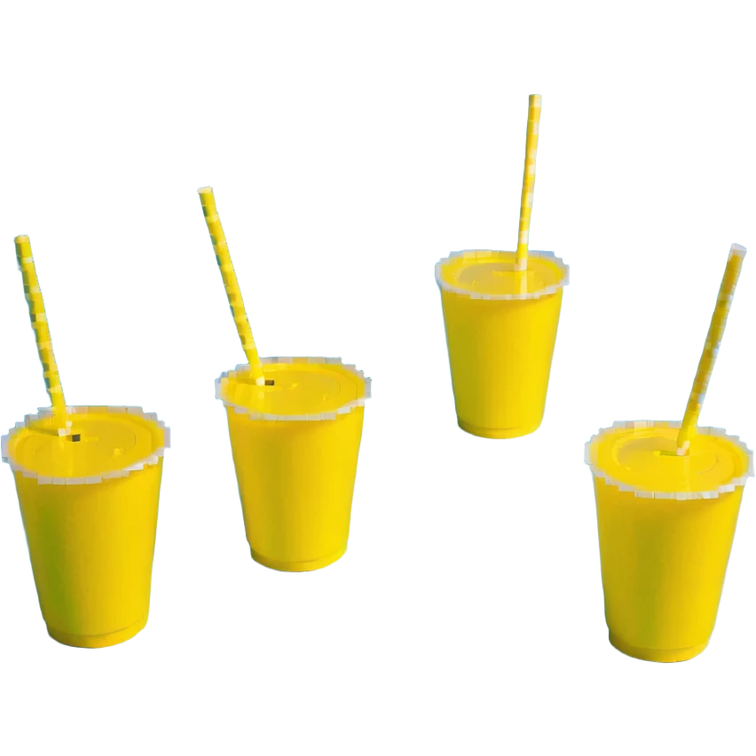 napkins, soda straws, yellow disposable cup emoji