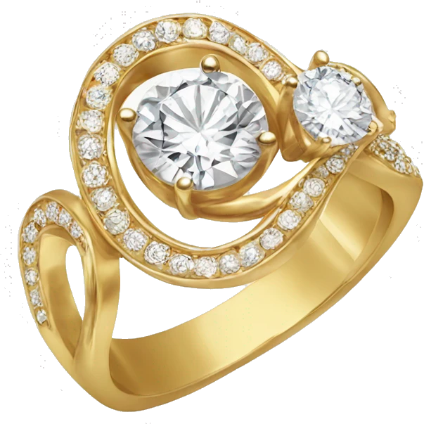 gold swirled diamonds engagement ring  emoji