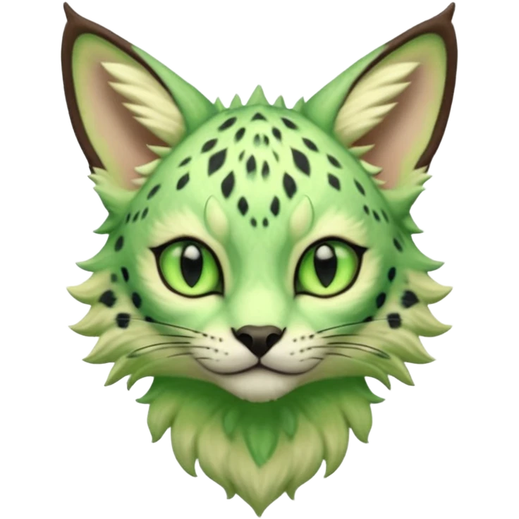 Epic complex detailed emerald-green pastel-lime-green dark-brown beige pastel realistic aesthetic-scenic-Fakémon-Sprigatito-Floragato-Meowscarada-Trico-Sergal-Serval-Vernid-creature emoji