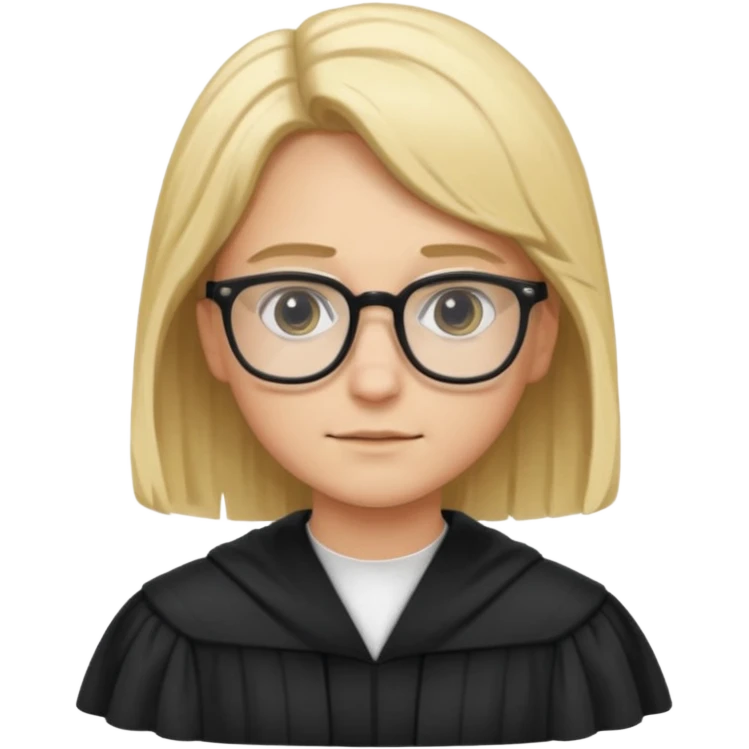 Young judge, blonde hair with glasses and robe emoji