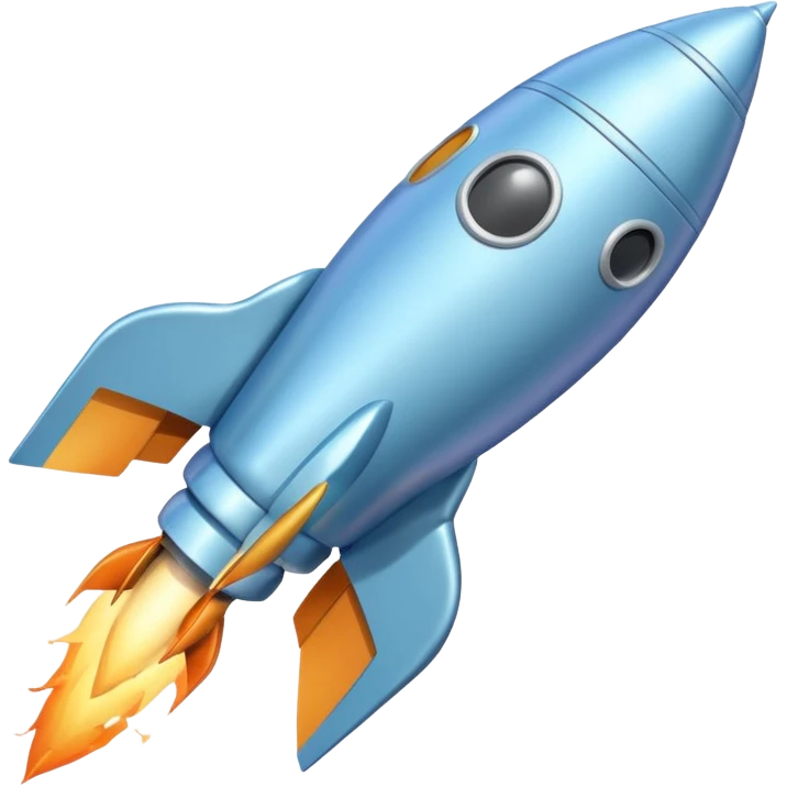 a pastel baby blue rocket ship flying to the moon  emoji