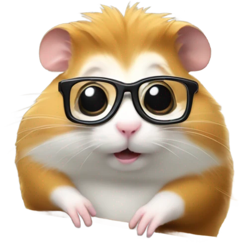 Hamster with glasses typing on computer around files emoji