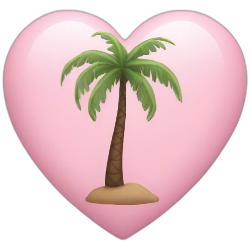 Pastel pink heart-shaped palm tree emoji