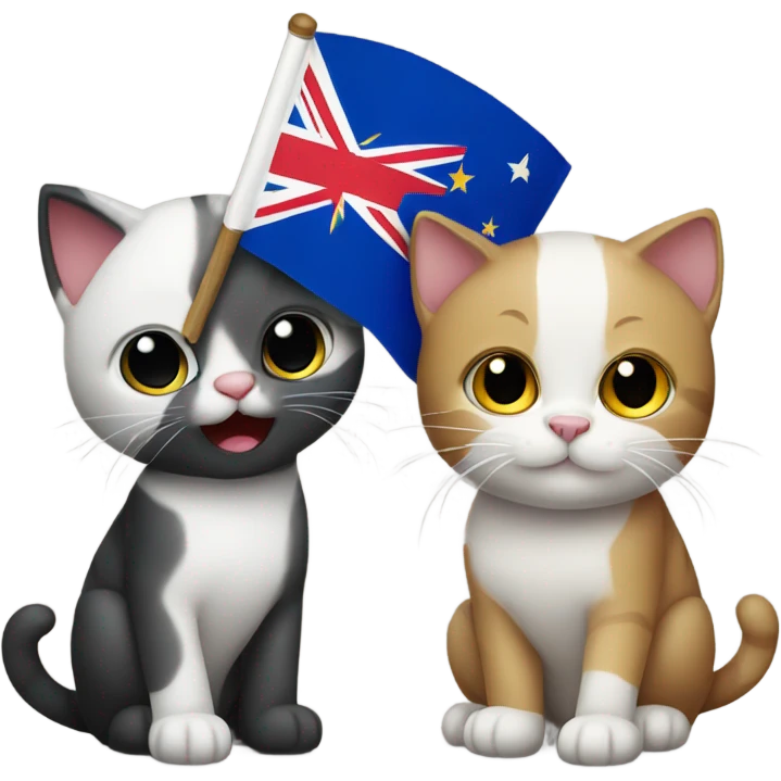 Cat holding a Philippines flag and a New Zealand flag emoji
