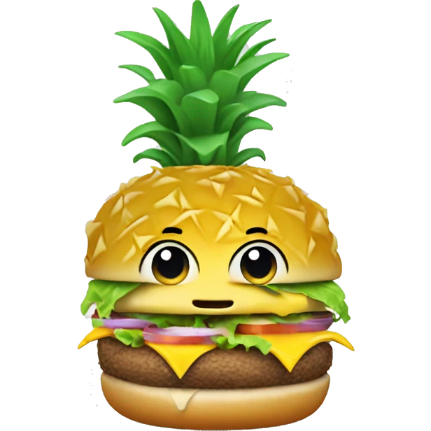 Pineapple eating burger emoji
