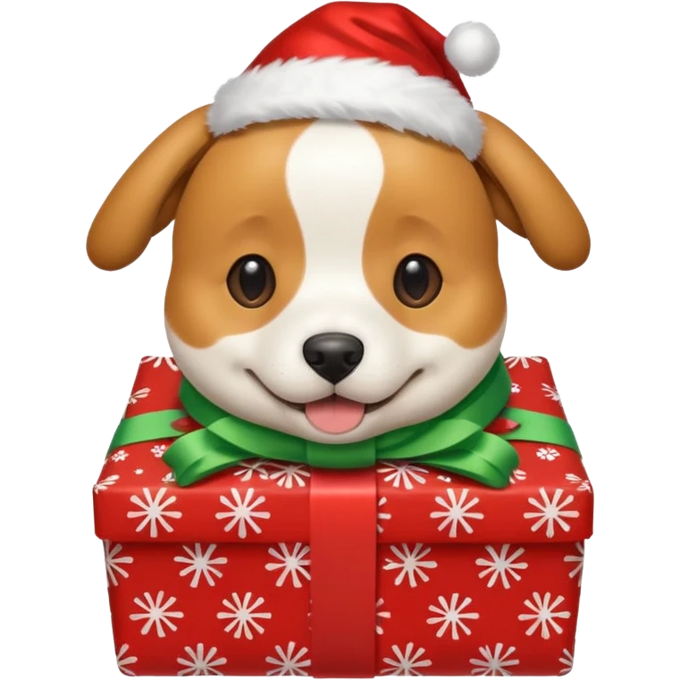 Dog in wrapped paper new yaer  emoji