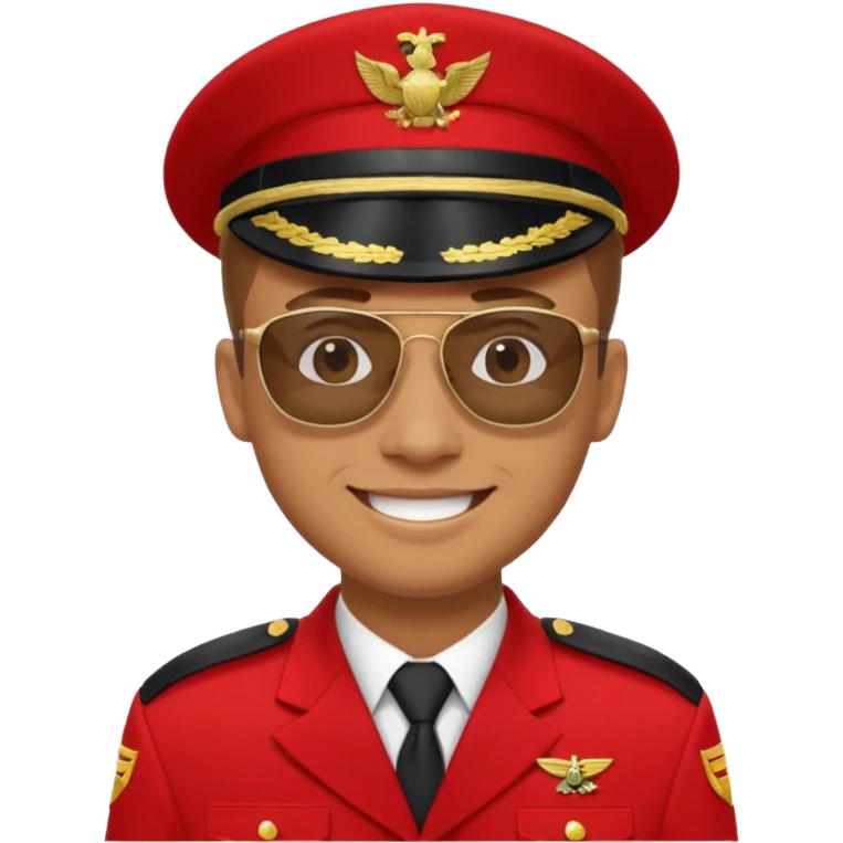 Smiling military man with sunglasses in red uniform emoji