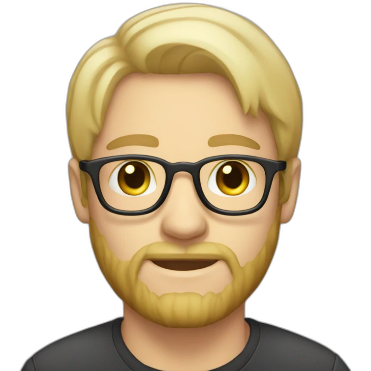 white blonde male with glasses and trimmed beard emoji
