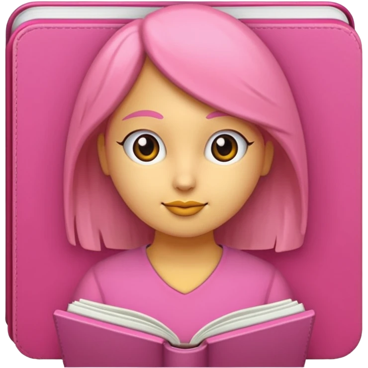 chica rosa pensando con libro ideas emoji