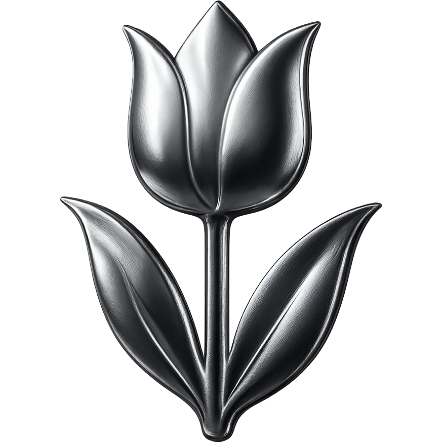 white tulip chrome style emoji