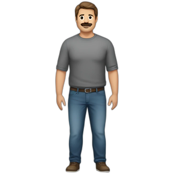 Cuerpo entero, sin bigote, jean,  , men, 40 years old, 120 kilos, 1.90 m hight emoji