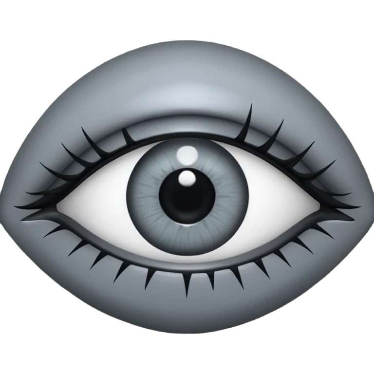 Minimal emoji, gothic futuristic eye, cold grey sclera, pupil replaced by a solid black number 8, occult cyber aesthetic, sharp clean lines, flat emoji design, centered, transparent background emoji