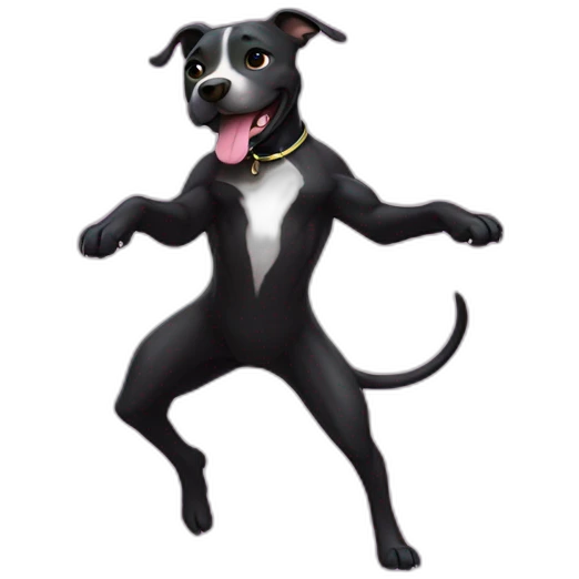 Black dog female pit bull is dancing with magic emoji