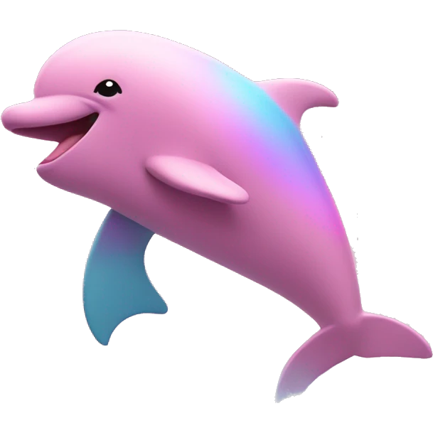 Pink ocean with pink dolphin and rainbows in the pink sky emoji