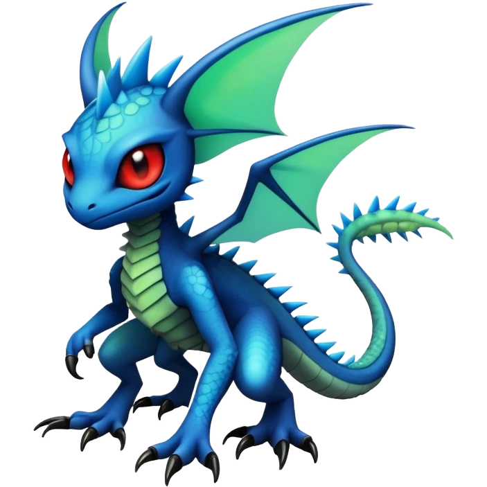 Cool Edgy black-blue ethereal badass punky Trico-Flygon-animal-creature full body emoji