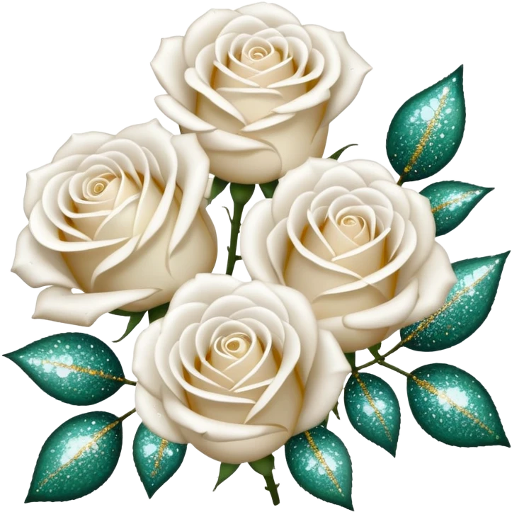 Glitter White Roses emoji