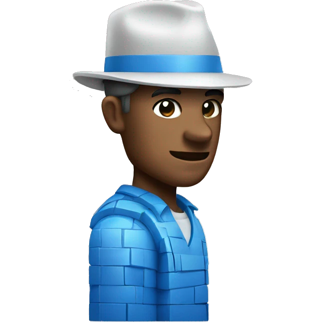 man made of blue bricks emoji