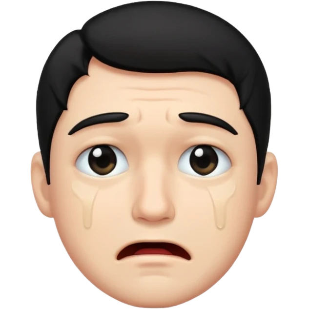 man crying with black hair emoji