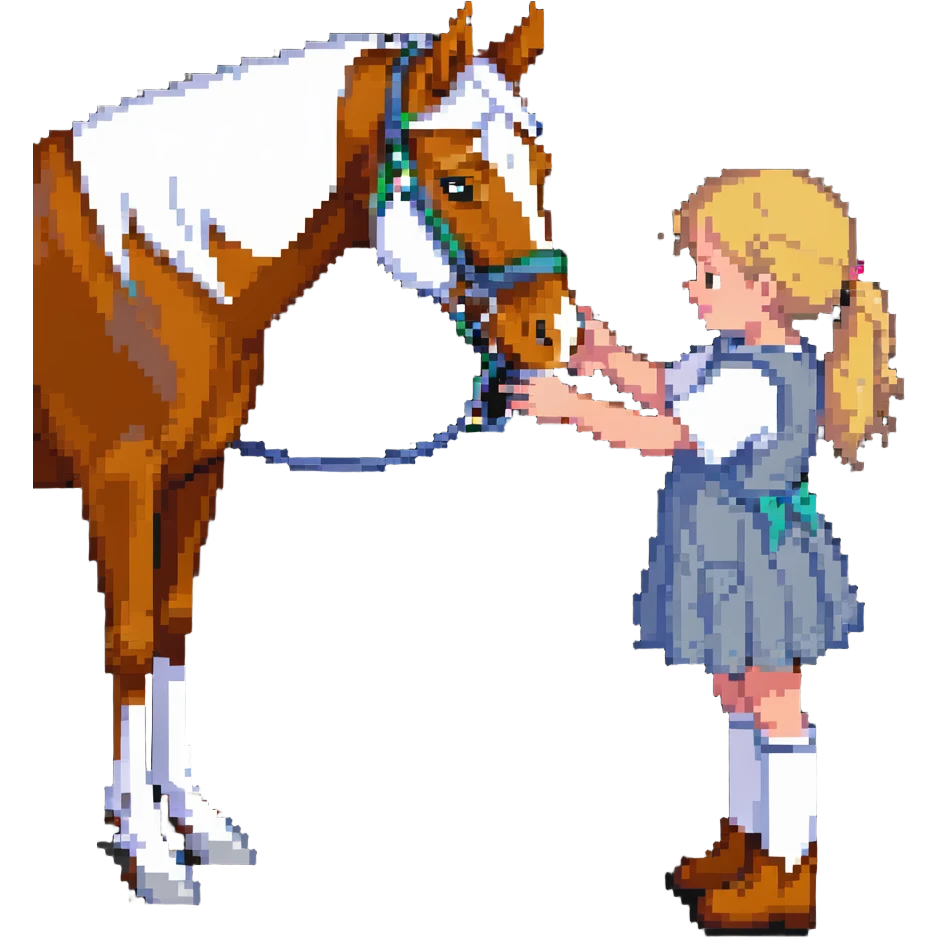 child petting a horse emoji